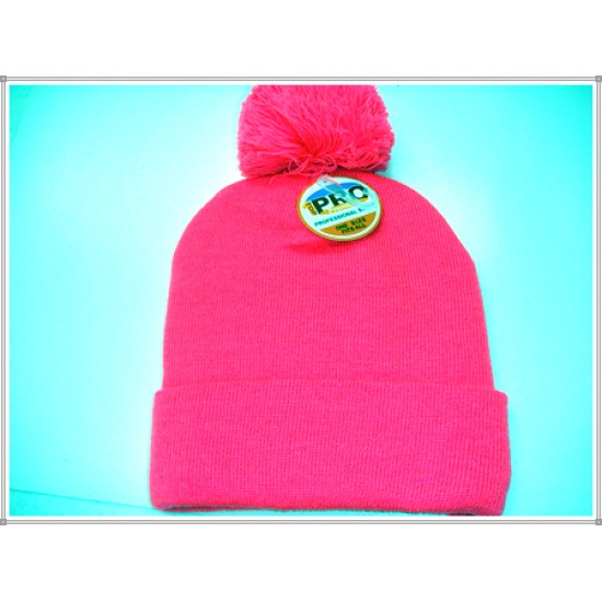TOP SOLID Plain Knit Ball 1400-05 SKULL HAT HOT PINK