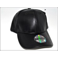1607-03 PLAIN PU LEATHER BASEBALL CAP BLACK
