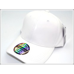 1607-03 PLAIN PU LEATHER BASEBALL CAP WHITE