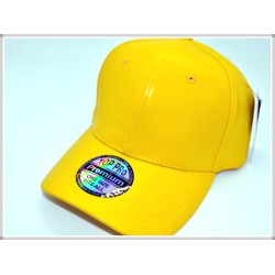 1607-03 PLAIN PU LEATHER BASEBALL CAP GOLD