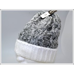Winter Designer Unisex Twist Knit Hat 1604-02 Grey/White