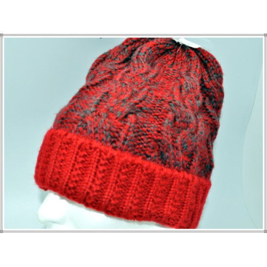 Winter Designer Unisex Twist Knit Hat 1604-02 Red/Charcoal