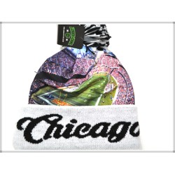 L.O.G WINTER PICTURE SKULL CAP 1506-02 CHICAGO WHITE