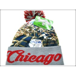 L.O.G WINTER PICTURE SKULL CAP 1506-02 CHICAGO GRY/RED