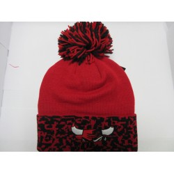 WINTER MJ 23 4 EVER POM KNIT HAT 1808-02 RED/BLK