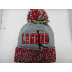 WINTER MJ LEGEND POM KNIT HAT 1808-03 GRY/RED