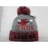 WINTER MJ TRUE LEGEND POM KNIT HAT 1808-14 GRY/RED